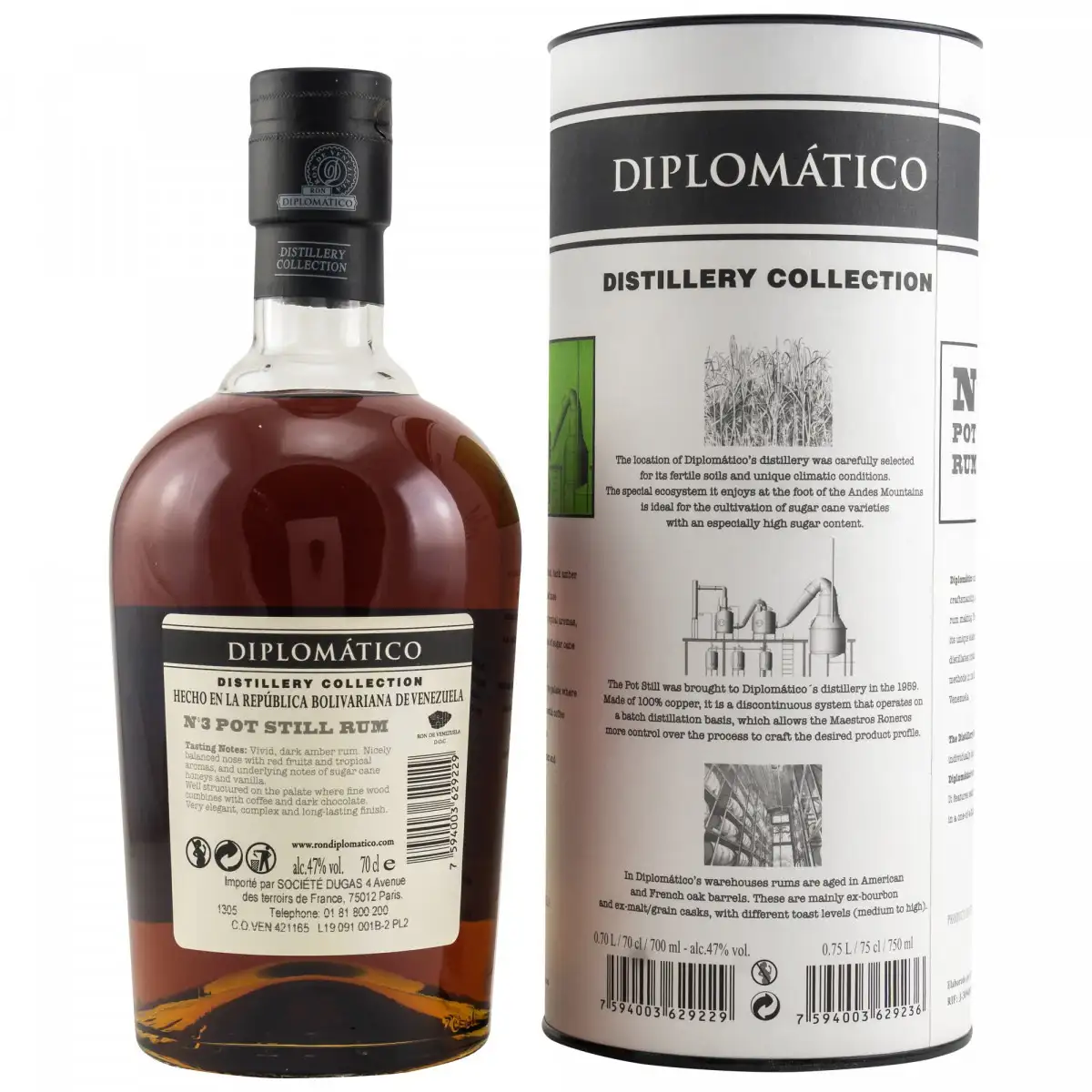 High resolution image of Diplomático No. 3 Pot Still Rum 2010