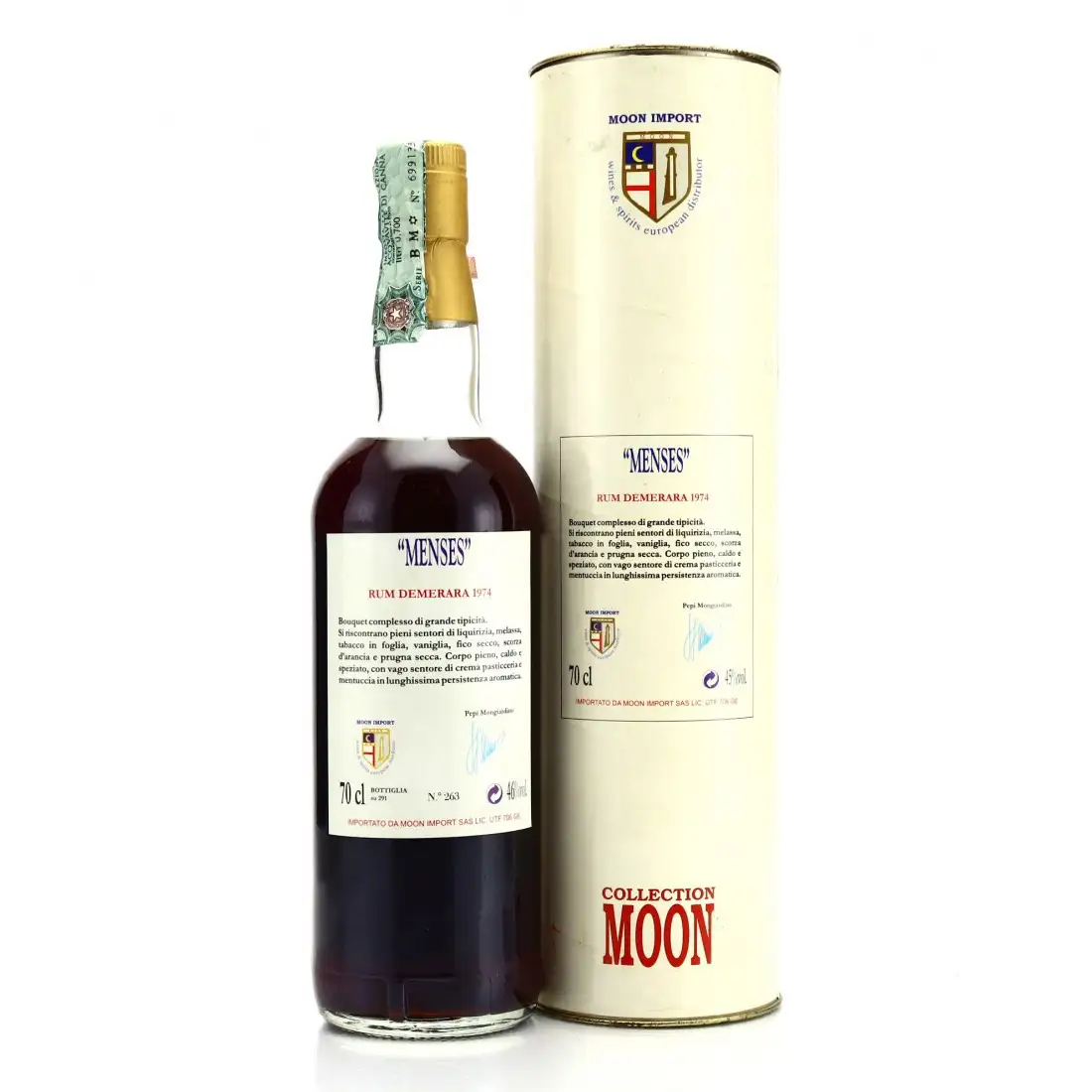 High resolution image of Moon Import Port Mourant Rum Demerara „Menses“ 1974