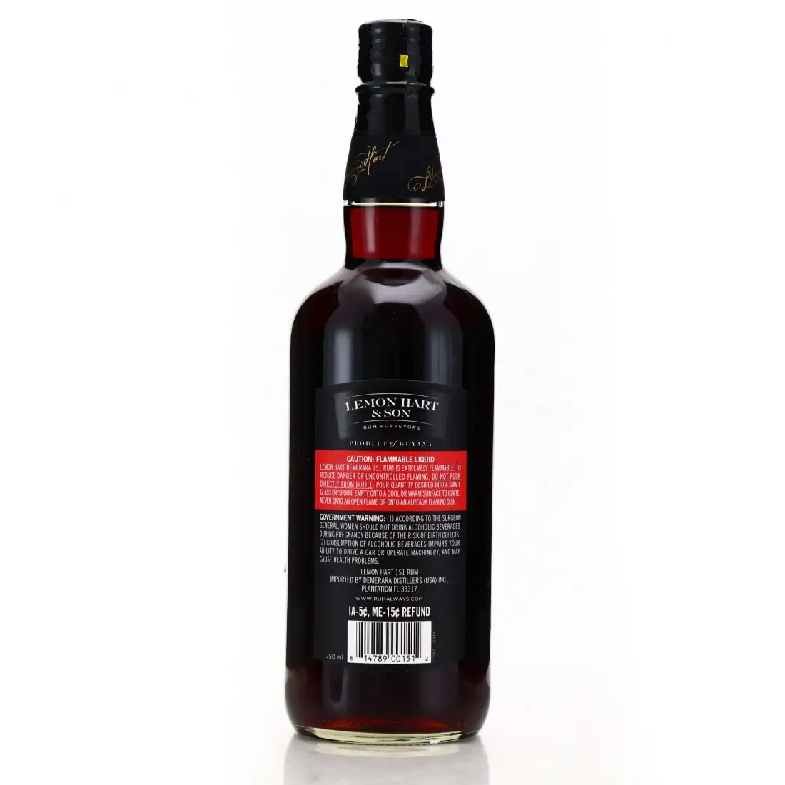 High resolution image of Lemon Hart &amp; Son Rum Rhum 151 Proof US Import