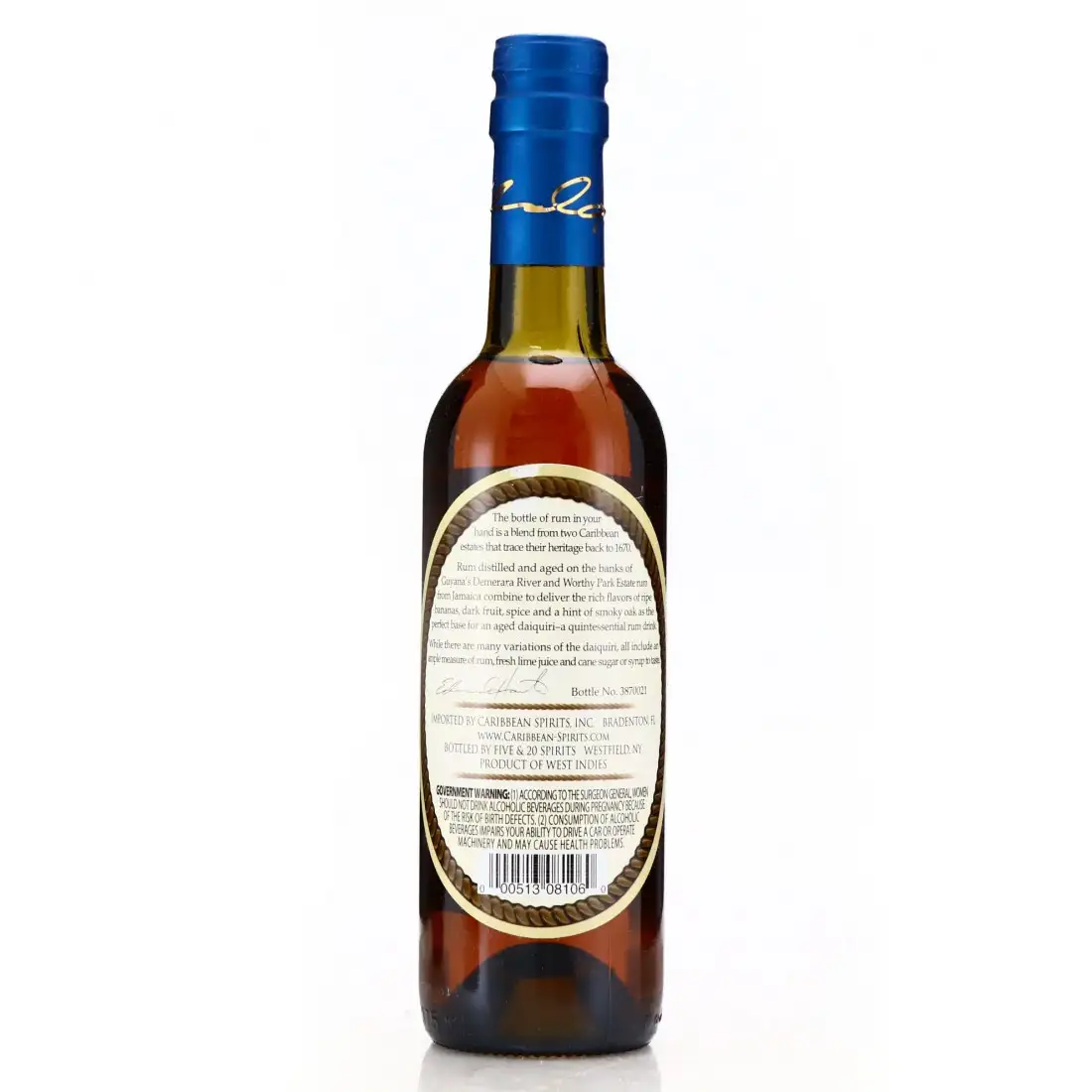 High resolution image of Five &amp; 20 Spirits Worthy Park &amp; Diamond Hamilton West Indies 1670 Blend