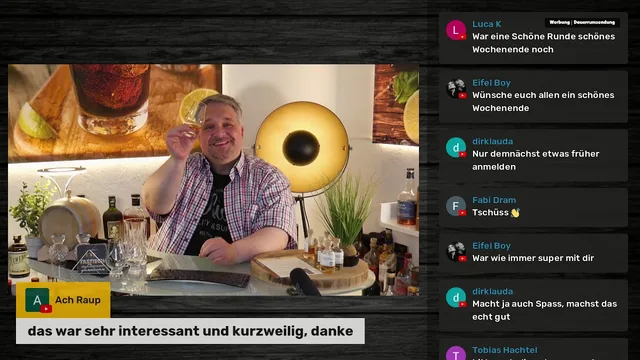 (Rum-) Samples probieren, bisschen schnacken, Stündchen online