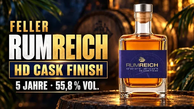 Feller Rumreich HD Cask Finish 5 Jahre Rum – 55,8 % Vol. 🥃 Deutscher Rum trifft Hampden Fass! 