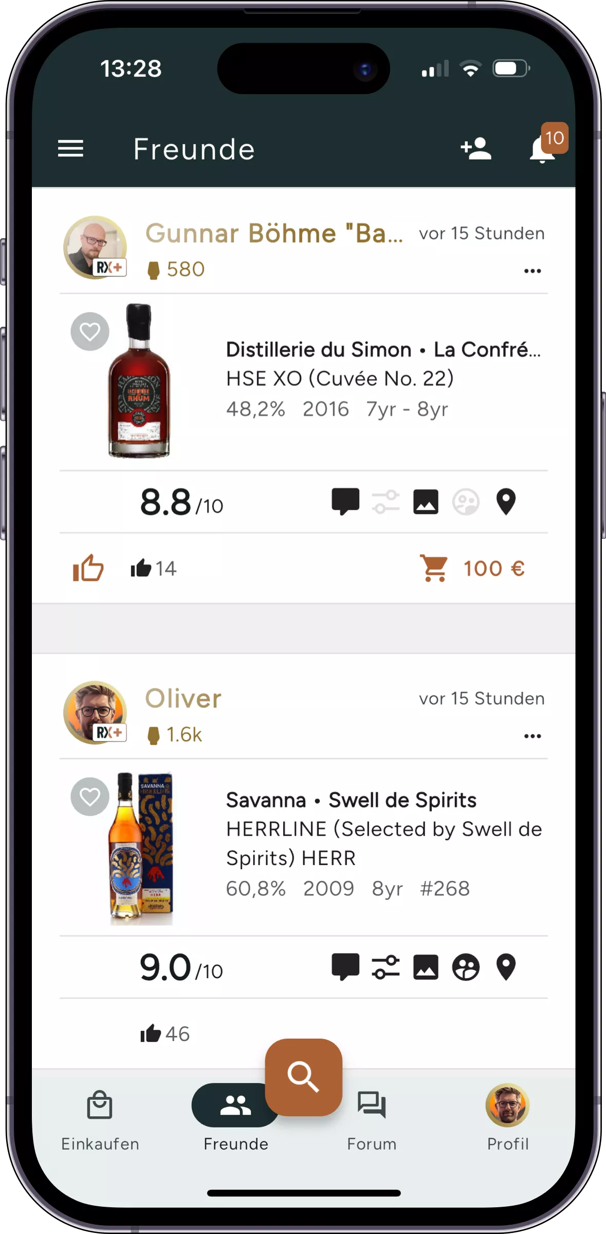 Screenshot des Community Feeds (iOS App)